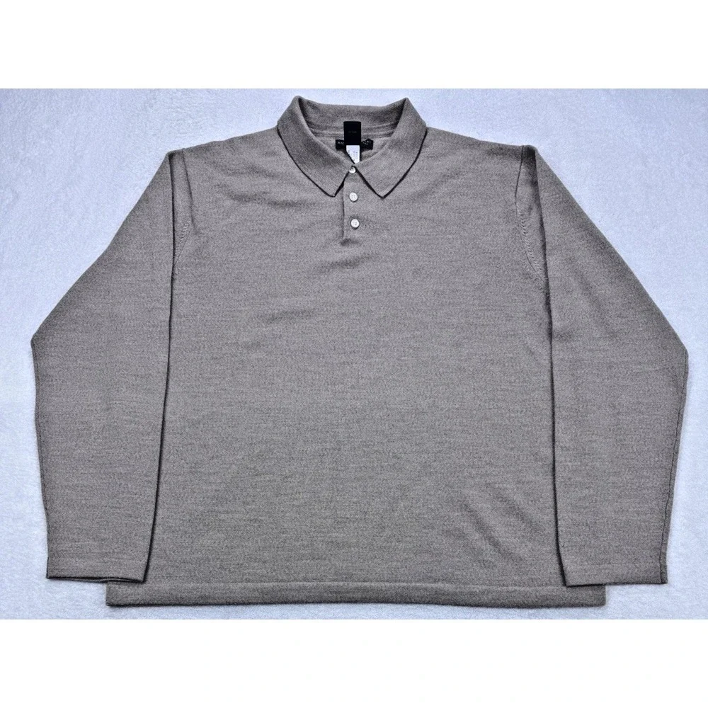 BANANA REPUBLIC Sweater‎ 100% X-Fine ITALIAN Merino Wool Mens 2XL Beige 3 Button